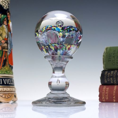 victorian pedestal milville glass paper weight c1880 - CATEGORY: ANTIQUE GLASS - DATED 1880