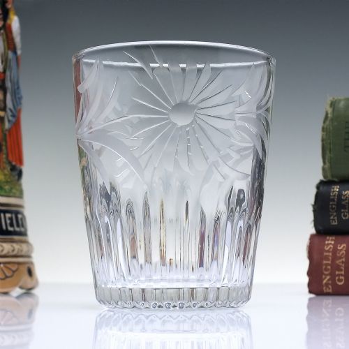 victorian engraved glass tumbler c1880 - CATEGORY: ANTIQUE GLASS - DATED 1880