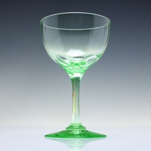SIX VICTORIAN GREEN VASELINE CHAMPAGNE GLASSES C1880 - ADDITIONAL PHOTO 1