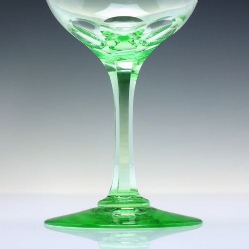 SIX VICTORIAN GREEN VASELINE CHAMPAGNE GLASSES C1880 - ADDITIONAL PHOTO 2