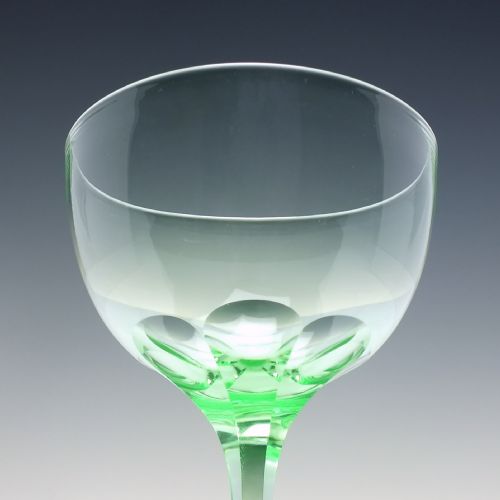 SIX VICTORIAN GREEN VASELINE CHAMPAGNE GLASSES C1880 - ADDITIONAL PHOTO 4