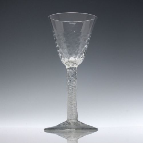 18TH CENTURY INCISED TWIST WINE GLASS WITH MOULDED BOWL C1755 - ADDITIONAL PHOTO 1