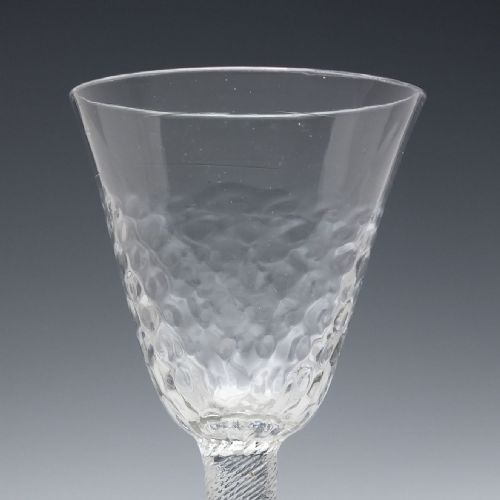 18TH CENTURY INCISED TWIST WINE GLASS WITH MOULDED BOWL C1755 - ADDITIONAL PHOTO 2