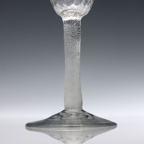 18TH CENTURY INCISED TWIST WINE GLASS WITH MOULDED BOWL C1755 - ADDITIONAL PHOTO 4
