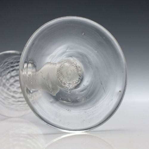 18TH CENTURY INCISED TWIST WINE GLASS WITH MOULDED BOWL C1755 - ADDITIONAL PHOTO 5