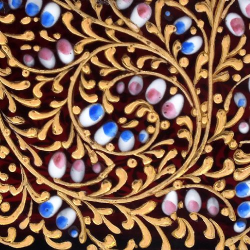 CENTURY ANTIQUE BOHEMIAN MOSER RUBY RED ENAMELLED CRANBERRY GLASS JEWELLERY CASKET BOX C1880 - ADDITIONAL PHOTO 5