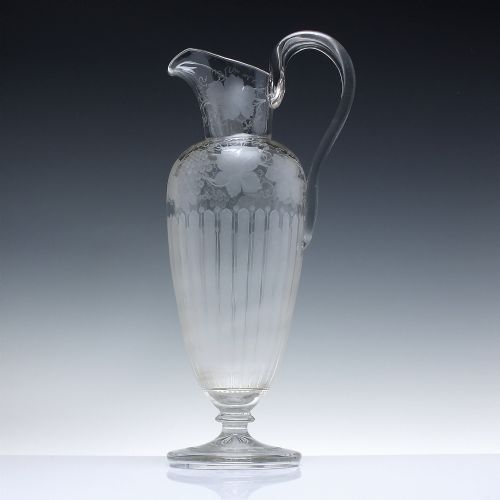 VICTORIAN ENGRAVED GLASS CLARET JUG C1880 - ADDITIONAL PHOTO 1