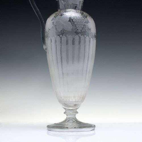VICTORIAN ENGRAVED GLASS CLARET JUG C1880 - ADDITIONAL PHOTO 2