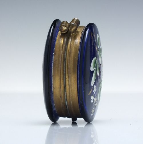 VICTORIAN ENAMELLED BLUE GLASS PILL BOX C1880 - ADDITIONAL PHOTO 1