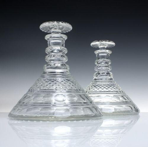 pair antique glass ships decanters c19001930 - CATEGORY: ANTIQUE GLASS - DATED 1900