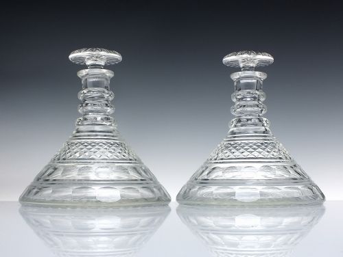 PAIR ANTIQUE GLASS SHIPS DECANTERS C19001930 - ADDITIONAL PHOTO 1