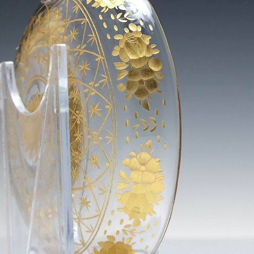 19TH CENTURY ENGRAVED GILDED GLASS BERRY DISH C1880 - ADDITIONAL PHOTO 2