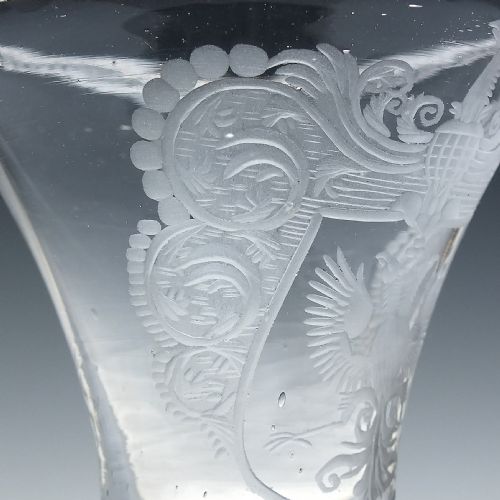 PAIR OF GEORGIAN DOUBLE HEADED EAGLE ENGRAVED AIR TWIST WINE GLASSES C1750 - ADDITIONAL PHOTO 4