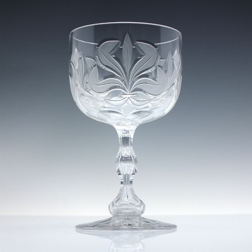 PAIR 19TH CENTURY ENGRAVED RICHARDSON GLASS WINE GOBLETS C1880 - ADDITIONAL PHOTO 1