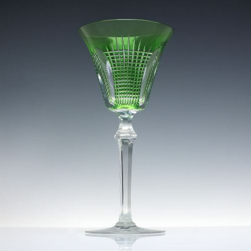 LARGE FABERGE CUT CRYSTAL GREEN HOCK WINE GLASS C1930 - ADDITIONAL PHOTO 1