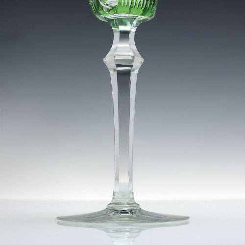LARGE FABERGE CUT CRYSTAL GREEN HOCK WINE GLASS C1930 - ADDITIONAL PHOTO 2