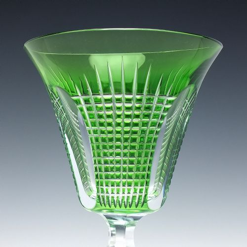 LARGE FABERGE CUT CRYSTAL GREEN HOCK WINE GLASS C1930 - ADDITIONAL PHOTO 3