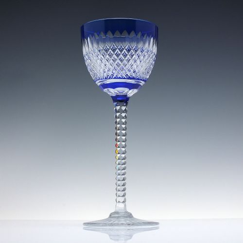 VAL ST LAMBERT BRILLIANT BLUE CUT CRYSTAL HOCK WINE GLASS C1930 - ADDITIONAL PHOTO 1