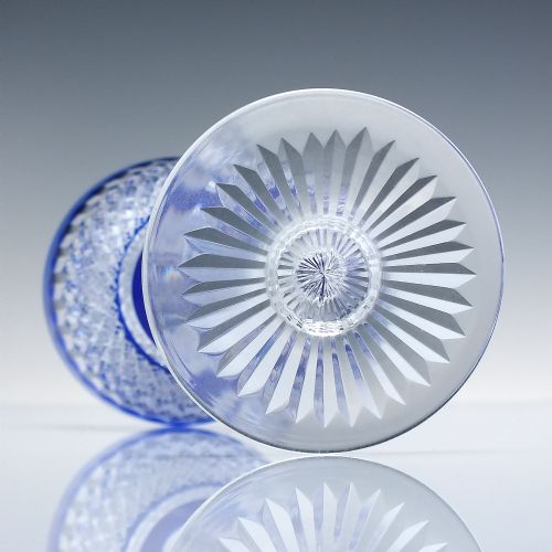 VAL ST LAMBERT BRILLIANT BLUE CUT CRYSTAL HOCK WINE GLASS C1930 - ADDITIONAL PHOTO 3