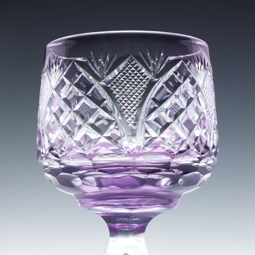 BOHEMIAN AMETHYST CUT CRYSTAL HOCK WINE GLASS C1930 - ADDITIONAL PHOTO 3