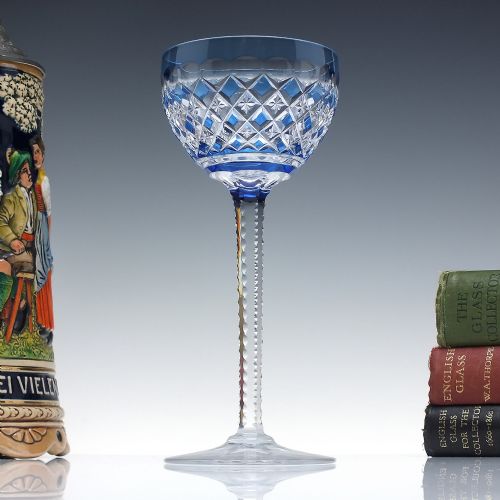 baccarat blue cut crystal hock wine glass c1930 - CATEGORY: ANTIQUE GLASS - DATED 1930
