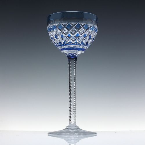 BACCARAT BLUE CUT CRYSTAL HOCK WINE GLASS C1930 - ADDITIONAL PHOTO 1