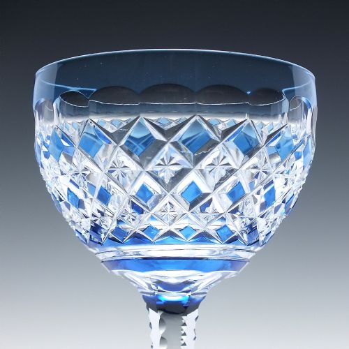 BACCARAT BLUE CUT CRYSTAL HOCK WINE GLASS C1930 - ADDITIONAL PHOTO 3