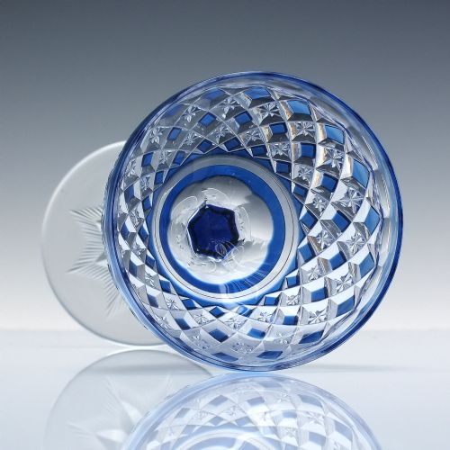 BACCARAT BLUE CUT CRYSTAL HOCK WINE GLASS C1930 - ADDITIONAL PHOTO 4