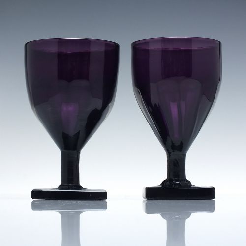 pair 19th century amethyst wine glasses c1880 - CATEGORY: ANTIQUE GLASS - DATED VICTORIAN