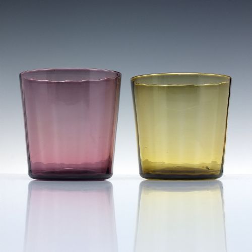 vintage amethyst and amber glass finger bowls c1950 - CATEGORY: ANTIQUE GLASS - DATED 1950