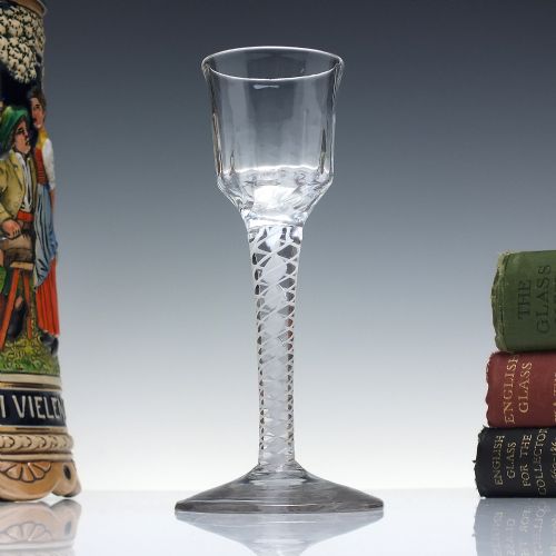 georgian double series opaque twist wine glass c1760 - CATEGORY: ANTIQUE GLASS - DATED GEORGIAN