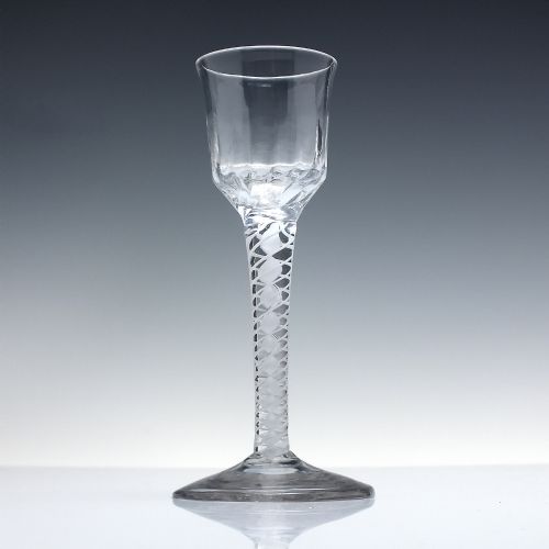GEORGIAN DOUBLE SERIES OPAQUE TWIST WINE GLASS C1760 - ADDITIONAL PHOTO 1