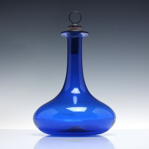 19th century bristol blue glass mell decanter c1830 - CATEGORY: ANTIQUE GLASS - DATED VICTORIAN