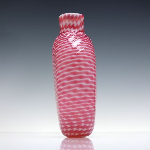 RARE 19TH CENTURY NAILSEA GLASS FLASK WITH PINK WHITE TRAILING C1830 - ADDITIONAL PHOTO 2