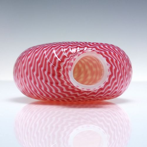 RARE 19TH CENTURY NAILSEA GLASS FLASK WITH PINK WHITE TRAILING C1830 - ADDITIONAL PHOTO 3