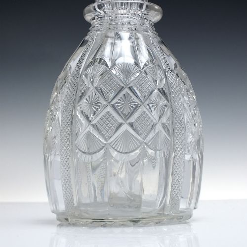RARE PAIR GEORGIAN PRUSSIAN GLASS FOUR COMPARTMENT DECANTERS WITH PRINCE OF WALES FEATHER STOPPERS C1820 - ADDITIONAL PHOTO 3
