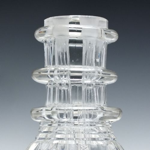 RARE PAIR GEORGIAN PRUSSIAN GLASS FOUR COMPARTMENT DECANTERS WITH PRINCE OF WALES FEATHER STOPPERS C1820 - ADDITIONAL PHOTO 4