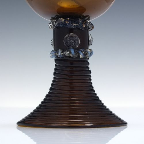 RARE PAIR 19TH CENTURY AMBER WINE ROEMER GLASSES C1870 - ADDITIONAL PHOTO 3