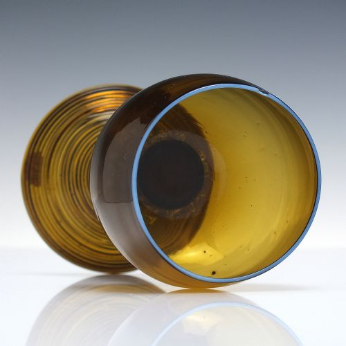 RARE PAIR 19TH CENTURY AMBER WINE ROEMER GLASSES C1870 - ADDITIONAL PHOTO 4