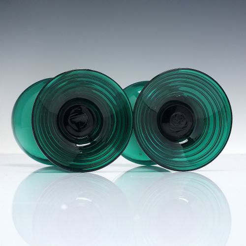 PAIR OF GEORGIAN BRISTOL GREEN WINE ROEMER GLASSES WITH HOLLOW STEM C1820 - ADDITIONAL PHOTO 4