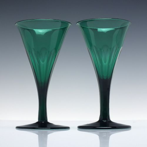 pair of antique 19th century regency green wine glasses c1820 - CATEGORY: ANTIQUE GLASS - DATED 1800