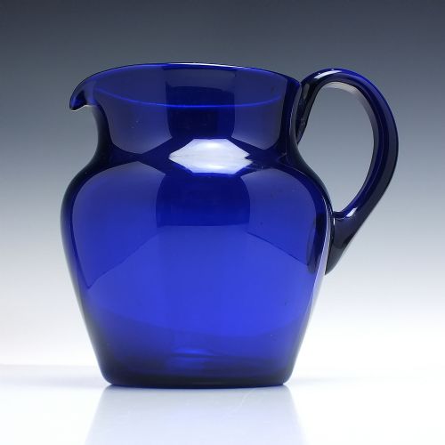 PAIR OF LARGE 19TH CENTURY BLUE GLASS WATER JUGS - ADDITIONAL PHOTO 1