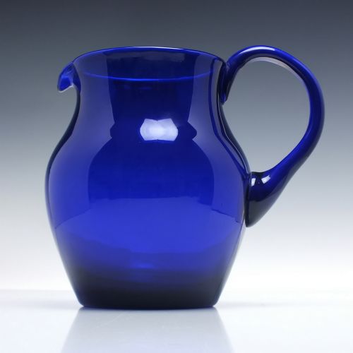 PAIR OF LARGE 19TH CENTURY BLUE GLASS WATER JUGS - ADDITIONAL PHOTO 2