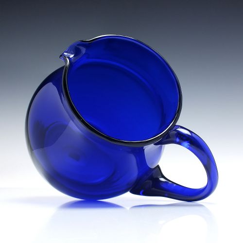 PAIR OF LARGE 19TH CENTURY BLUE GLASS WATER JUGS - ADDITIONAL PHOTO 3