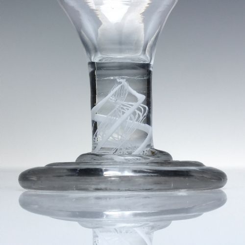 GEORGIAN TERRACED FOOT OPAQUE TWIST DRAM GLASS C1760 - ADDITIONAL PHOTO 2