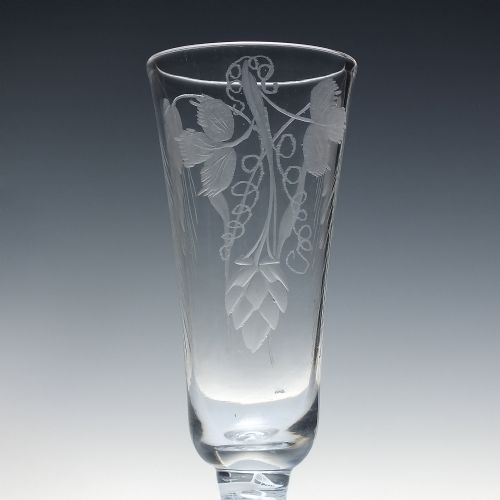 ENGRAVED 18TH CENTURY OPAQUE TWIST ALE GLASS C1760 - ADDITIONAL PHOTO 2