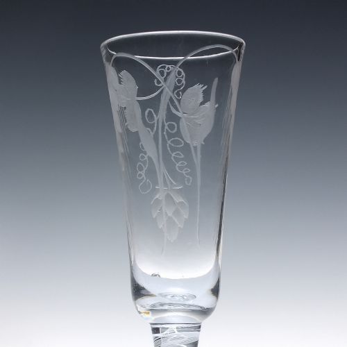 ENGRAVED 18TH CENTURY OPAQUE TWIST ALE GLASS C1760 - ADDITIONAL PHOTO 5