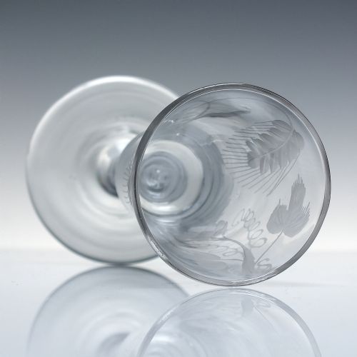ENGRAVED 18TH CENTURY OPAQUE TWIST ALE GLASS C1760 - ADDITIONAL PHOTO 6
