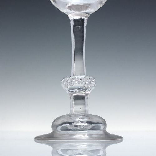 ENGRAVED 18TH CENTURY BALUSTROID WINE GLASS C1730 - ADDITIONAL PHOTO 3