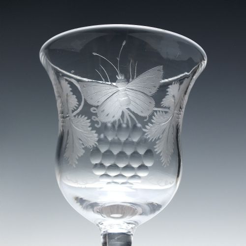 ENGRAVED 18TH CENTURY BALUSTROID WINE GLASS C1730 - ADDITIONAL PHOTO 5